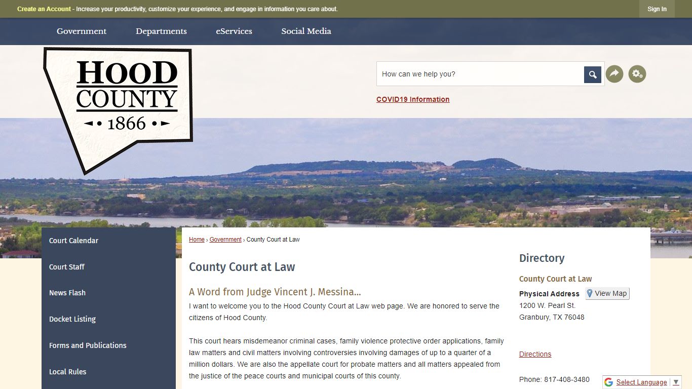 County Court at Law | Hood County, TX - Official Website