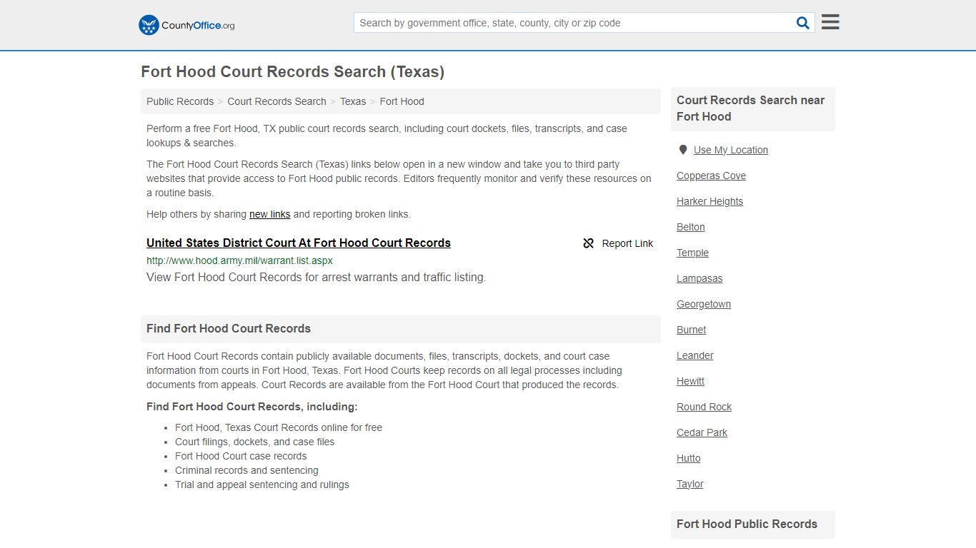 Court Records Search - Fort Hood, TX (Adoptions, Criminal, Child ...