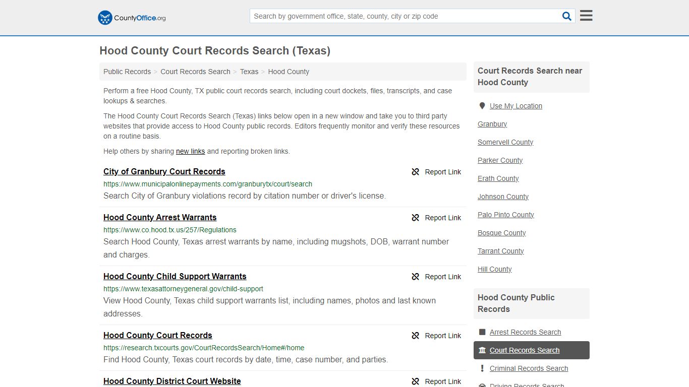 Hood County Court Records Search (Texas) - County Office